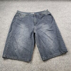 Brooklyn Express Denim Shorts Men 42x14.5 Blue Baggy Y2K Streetwear Jorts Faded‎